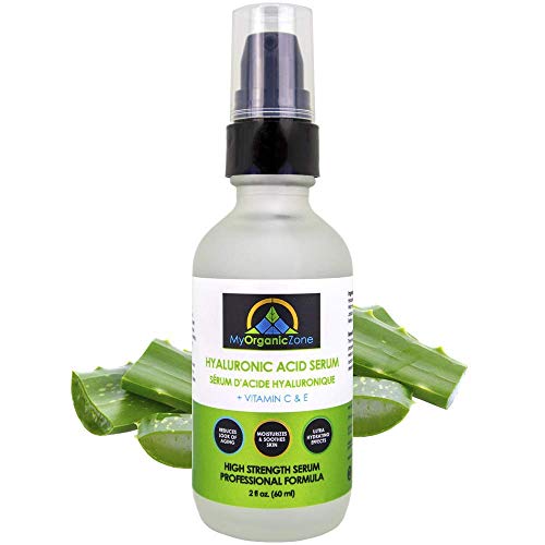 Hyaluronic Acid Serum + Vitamin C + Vitamin E, Organic Skin Moisturizer Serum for Face, Anti Aging and Anti Wrinkle Properties (2fl.oz/60ml)