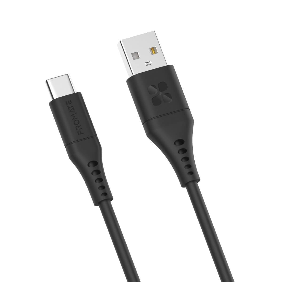 PromateUSB to USB-C Cable, Durable Silicone Type-C Charging Cable with 3A Fast Charging, 480 Mbps Data Sync, 1.2m Anti-Tangle Wire and 25000+ Long Bend Lifespan, PowerLink-AC120 Black