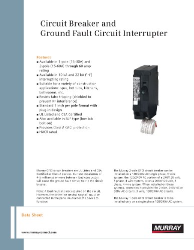 Murray Mp115Gf 15-Amp 1 Pole 120-Volt Ground Fault Circuit Interrupter #TOP3