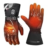 KEMIMOTO Guanti Riscaldati Moto Uomo, Ricaricabili Guanti Invernali Impermeabili Touch Screen con 3000 mAh Batterie, Adatti da -20°C a -5°C, Ideali per Motociclismo e Ciclismo