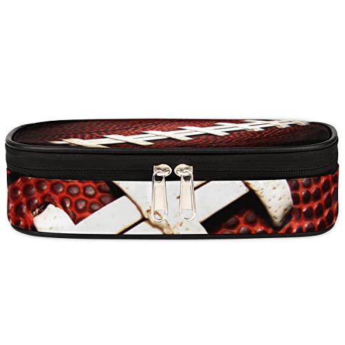 Image of Pardick American Football Big Capacity Pencil Pen Case Football Large Pencil Pouch with Zipper Compartments Pencil Bag for Boys Girls Adults Student Office School Supplies