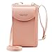 Jangostor Femmes Portefeuille Sac À Bandoulière en Cuir Porte Monnaie Téléphone Portable Mini Pochette Porte Carte Épaule Portefeuille Sac (Light Pink)