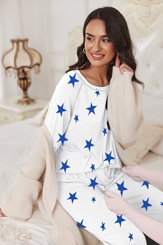Image of Ekouaer Pajamas Set for Women Soft Comfy Pjs Sets Long Sleeve Sleepwear Loungewear S-XXL