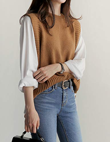 UANEO Women's Basic Round Neck Sleeveless High Low Pullover Knit Sweater Vest2