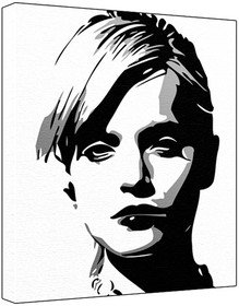 Mena Suvari (100% Original Painting. Not A Print ) Acrylic Paint On Deep Framed Canvas (60 x 50 x 1.8 cm) 3-Colour Black/Grey/White-picture-23