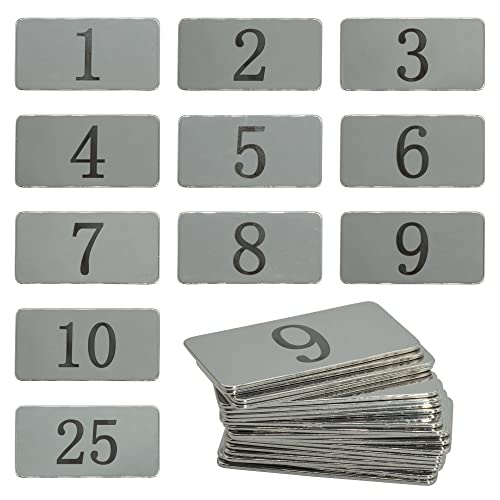 Image of Rectangle Metal Numbered Tags Stainless Steel Number Tags Key Tags with No Holes (26-50)