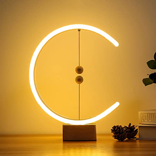 Moderno Lámpara de mesa LED con interruptor magnético en el aire, Lámpara de mesilla de noche Lámpara de equilibrio magnética flotante Luz nocturna LED Lámpara de escritorio decorativa de madera Cover