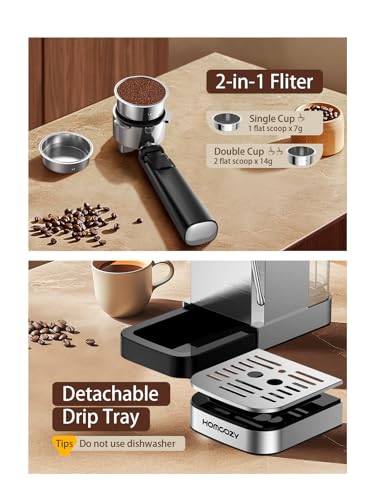 Image of 20 Bar Espresso Coffee Machine, Hot & Cold Coffee (Coffee Machine with Milk Tank, Sliver)