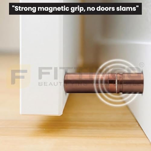 Image of 3 Inch Door Stopper Pipe Magnetic /Stopper for Main Door /Stainless Steel Heavy Duty Magnet Door Stops /Door Back Stopper for Home /Office /Hotels - (Pack of 1) - PVD Rose Gold Finish