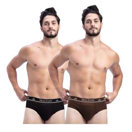 Image of Milton Mens Pure Cotton Solid Briefs|Soft Breathable Underwear for Men|Outer Elastic Comfort Fit Waistband|Skin-Friendly Essentials|Multi-Color, Color Name May Vary as per Availability|Pack of 2