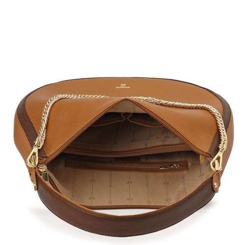 Image of Da Milano Leather Shoulder Bag for Women - Brown (Large) (LB-00317OL)