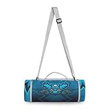 Blaue Eule Vogelkönigin Picknickdecke wasserdicht Kreative Runde Picknick-Matte Kampierende Strand Yoga Decken Matten im Freien Faltbar Leicht Matte Decke mit Tragegriff(148cm x 148cm)