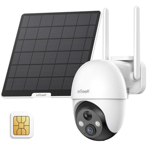 ieGeek 4G LTE Cellular Security Camera Wireless Outdoor, No WiFi Surveillance Cameras with SIM Card, Solar Battery Powered Cam, 2K Color Night Vision, 360°PTZ, 2-Way Audio, PIR Motion Sensor