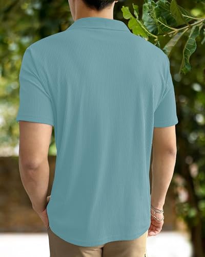 Image of I ENTERPRISE Cotton Blend Regular Fit Round Spread Collar Solid Short Sleeve T-Shirt for Men & Boys