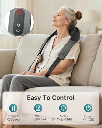 Image of Snailax Neck and Shoulder Massager with Heat, 4D Shiatsu, FSA Eligible | 2026 Upgraded Shiatsu Kneading, Graphene Heat, 4 Modes, 2 Intensities, 90-Min Cordless Use, Type-C Charging