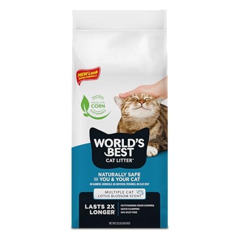 WORLD'S BEST CAT LITTER Multiple Cat Lotus Blossom Scented 32-Pounds - Natural Ingredients, Quick Clumping, Flushable, 99% Dust Free & Made in USA - Floral Fragrance & Long-Lasting Odor Control Cover