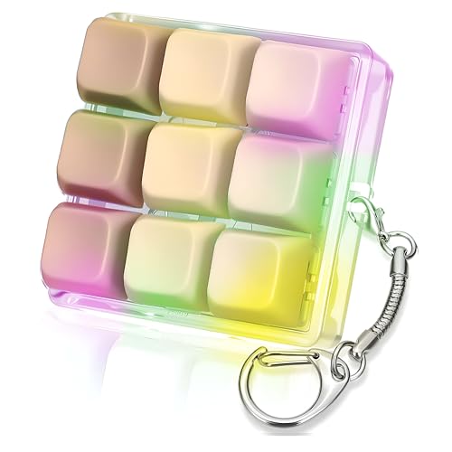 Image of 9 in 1 Lighting Keyboard Fidget Toy with LED Light Keychain Anti-Stress Keyboard Decompression Button Finger Clicker Toys Stress Relief Fidget Gifts (Brown)