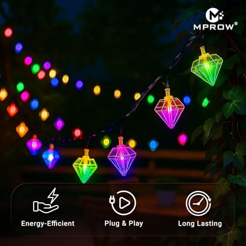 Image of MPROW Diamond Crystal LED String Lights - Multi-Color Decorative Fairy Lights for Home Decoration, Bedroom, Diwali, Christmas, & Parties - 20 LED Decorative Lights (Smart Lighting, Brilliant Living)