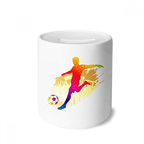 Tirelire céramique Football boîte à monnaie design athlètes multicolore pour enfants
