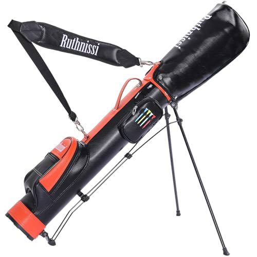 RUTHNISSI Sunday Golf StandBag with Cooler Pouch and Padded Strap，Lightweight for Driving Range Mini Course Training Practice Man Women,Travel Case Vertical Hard Shell Tube for Airlines