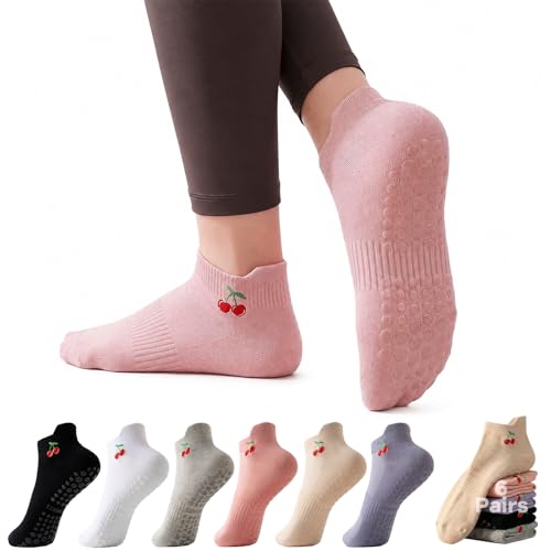 Zipplunk 6 Paires Chaussettes Antidérapantes Pilates Femme 35-42, Yoga Sock Souples et Antiderapante pour le ballet, le fitness, la danse, la gym, le...