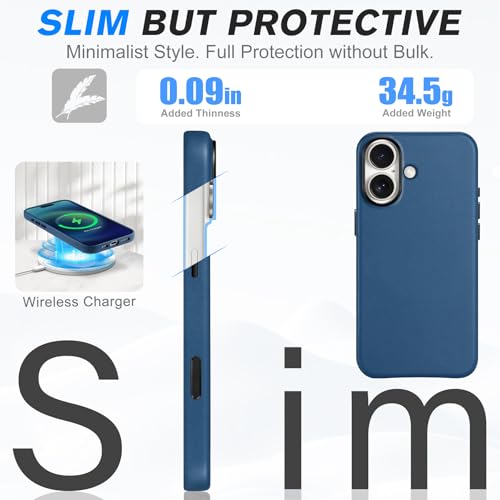 Image of SHIELDON Genuine Leather Case for iPhone 17 6.3 inch 2025, Royal Blue