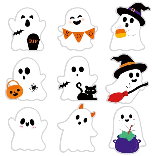 Halloween Aufkleber Sticker Dekorationen, 108 Stück Niedlich Gespenster Sticker Set Halloween Kinder, Selbstklebend Aufkleber Halloween Sticker...
