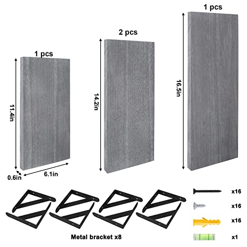 Ygeomer Floating Shelves, Set Of 4, Gray Wood Wall Mounted Shelf For Living Room, Bathroom, Bedroom And Plants #TOP2