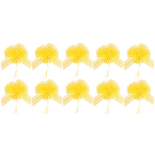 SHINEOFI 10pièces Nœuds Décoratifs Tulle pour Mariage Et Fête Rubans Jaunes à Tirer pour Décoration De Voitures Bacs Et