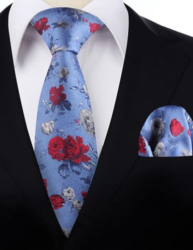 Image of Alizeal Mens 3.15'' Colorful Flower Pattern and handkerchief Necktie Set