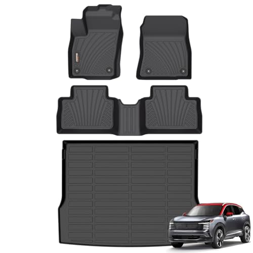 Binmotor-Floor Mats & Cargo Liner Set for Nissan Kicks 2025 2026 SV SR (Not for S) All Weather Mats Cargo Trunk Mat Waterproof Car Mats for Nissan Kicks 2025 Accessories Custom Fit
