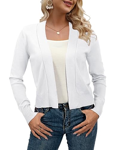 Image of AAMILIFE Women Long Sleeve Cropped Knit Sweater Cardigans Open Front Bolero Shrug