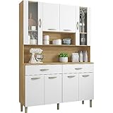 porte chene massif leroy merlin 9 Niches KITS PARANA Buffet de Cuisine 8 Portes 2 Tiroirs Chêne et Blanc L 121.4 H 173.5 P 36.3 cm