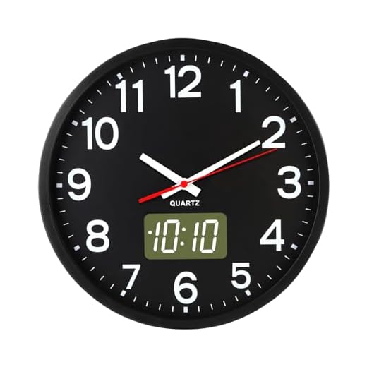 Wall Clocks Battery Operated,12'' Silent Wall Clock,Analog and Digital,LED/LCD Digits Display