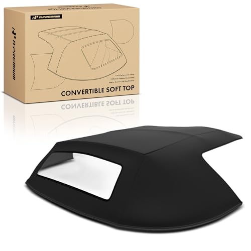 A-Premium Black Convertible Soft Top with Plastic Window Compatible with Chevrolet Corvette 1986 1987 1988 1989 1990 1991 1992 1993 Convertible Hatchback COR86989