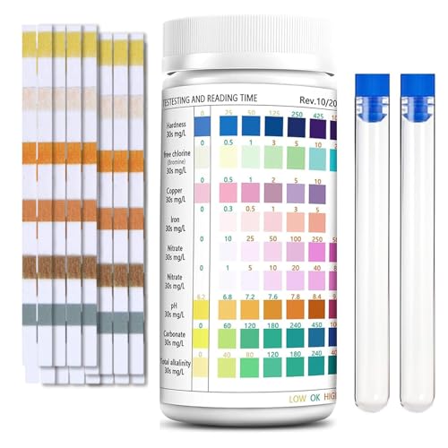 Teststreifen Aquarium, Aquarium Zubehör FüR RegelmäßIge WasserqualitäTskontroll, Nitrit Teststreifen, 100 StüCk Inklusive 2 TeströHrchen, Wassertest FüR Aquarien
