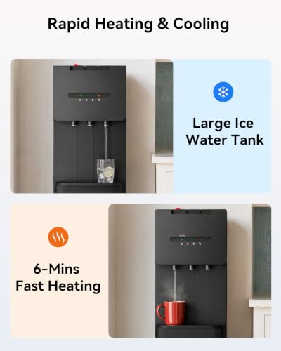 Image of Self-Cleaning Bottom Load Water Cooler Dispenser for 5 Gallon Bottle, Black