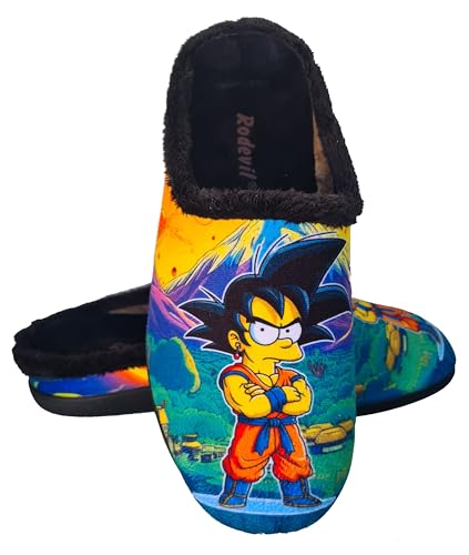 Rodevil Zapatillas casa hombre y niño cómodas divertidas y originales parodia goku simpson (44)