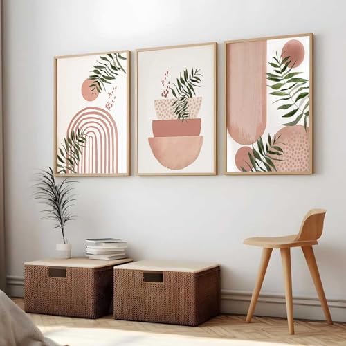 Image of HOTHOUSE Painting Boho Wall Art Home Decoration Paintings With Frame For Living Room Bed Room Hotel Wall Decor Digital Reprint Set of 3 (13X17 inch)
