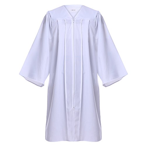 Newrara Unisex Premium Matte Graduation Gown Only (Medium 48(53-55) White)