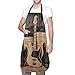 Fartuchy kuchenne gitara basowa muzyka instrumenty muzyczne nadruk fartuch wodoodporny fartuch 89 cm wielofunkcyjny regulowany z kieszeniami, Czarny, Rozmiar uniwersalny