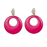 Material: Kunststoff NET TOYS Ohrringe Creolen Modeschmuck pink 80er Jahre Damen Schmuck Mode Ohrstecker 90er Ohrclips Ohrschmuck Party Outfit Verkleidung