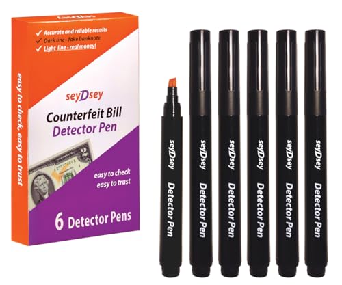 seyDsey Counterfeit Bill Detector Pen, 6 in Pack, Money Marker,