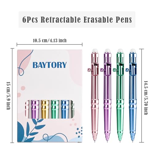 BAYTORY 6 bolígrafos borrables de gel retráctiles azul 0.5 mm miniatura 2