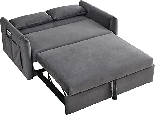 3 In 1 Convertible Pull Out Sleeper Sofa Bed,Multi-Functional Adjustable Recliner Loveseat Futon Sofá Chair With Detachable Arm Pockets&Pillows,Velvet Small Love Seat Lounge Couch For Living Room #TOP5