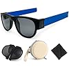 UpaClaire Óculos de sol dobráveis polarizados de pulso com pernas flutuantes, Azul, 2 inches (5 cm) * 1.6 inches (4.2 cm) * 2 cm.* 6 inches (15.4 cm)