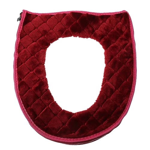 Beatifufu 2 Pcs Toilet Seat Cover Pad Washable Reusable Warm Seat Cover Zipper Purple and Red