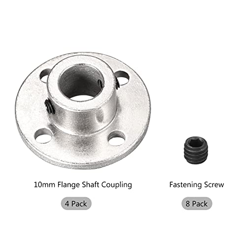 DMiotech 4 Pack 10mm Innen Durchmesser H13D16 Flansch Kupplung Anschluss Starre Leitfaden Welle Unterstützung Kuppler Welle Kupplung mit Schrauben für DIY RC Modell Motoren Silber