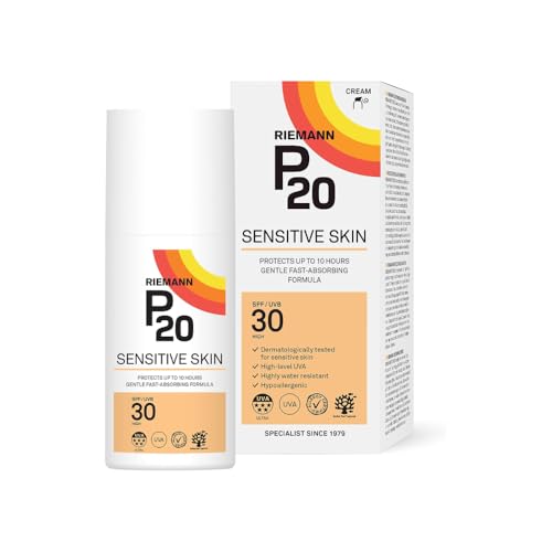 P20 Crema Solare SPF30 per Pelle Sensibile, Protezione Fino a 10 Ore, Alta Resistenza all'Acqua, Protezione UVA Potenziata, Eco-Friendly, Senza Profumo e Alcool, Dermatologicamente Testata, 200 ml