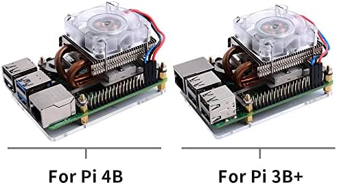 GeeekPi Raspberry Pi Low-profile CPU Cooler, Raspberry Pi Horizontal ICE Tower Cooler, RGB Cooling Fan with Raspberry Pi Heatsink for Raspberry Pi 4 Model B & Raspberry Pi 3B+ & 3B (Silver)